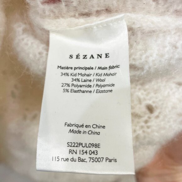 EUC Sezane Come Mohair Wool Textured Openwork Sweater Ecru XXS - Picture 9 of 10